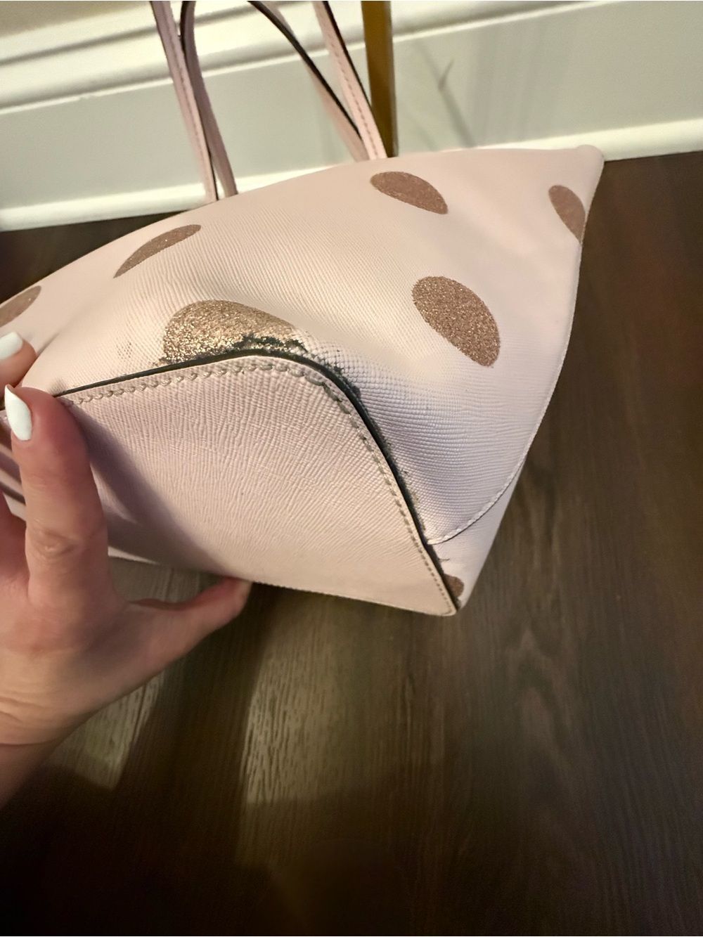 Kate Spade Haven Lane Hani “Plum Dawn” Glitter Polka Dot Tote ✨ - Picture 7 of 11